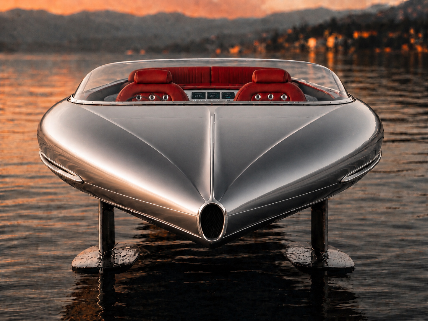 Vue de face du Lessinger hydrofoil argent