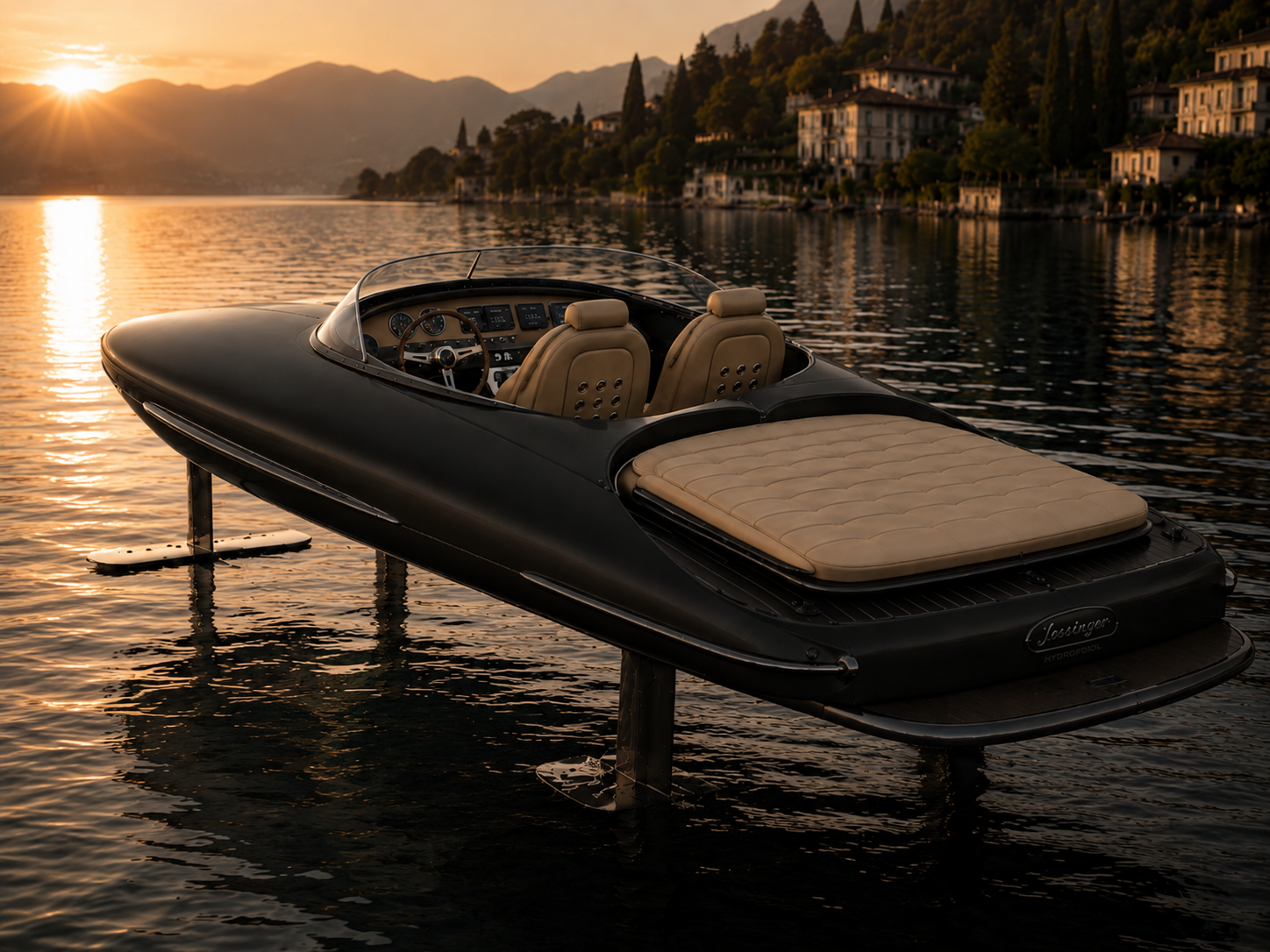 Lessinger hydrofoil noir mat avec sellerie beige