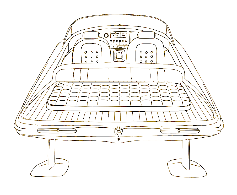 Croquis du Lessinger Foil 30 — vue arrière sur foils