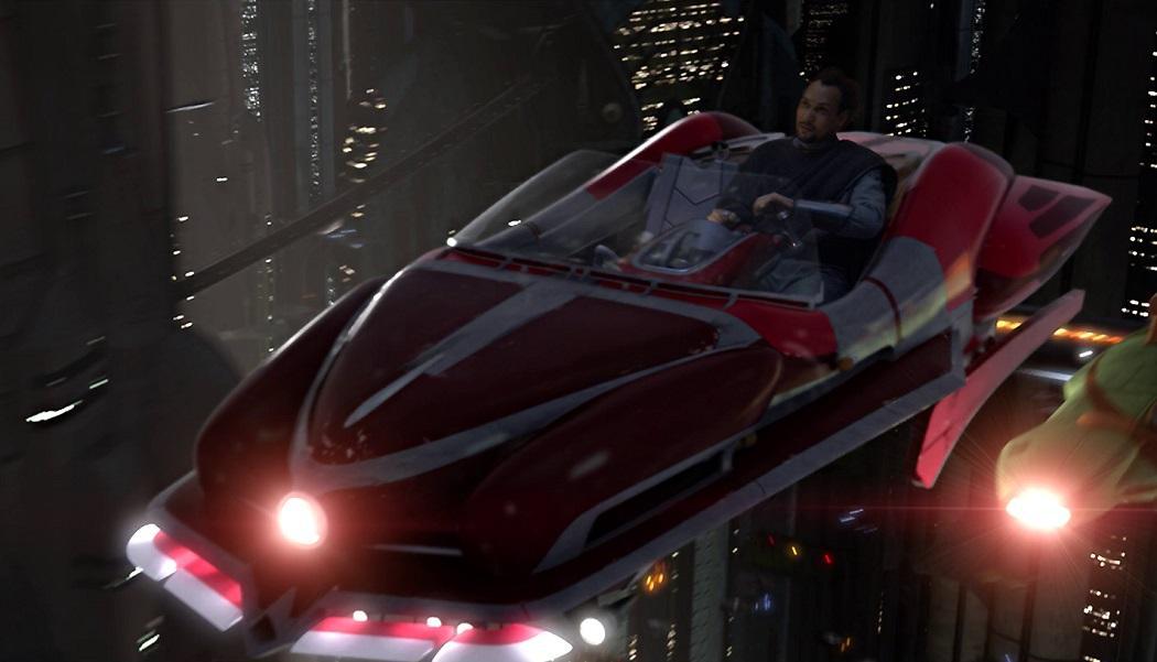 Véhicule futuriste rouge