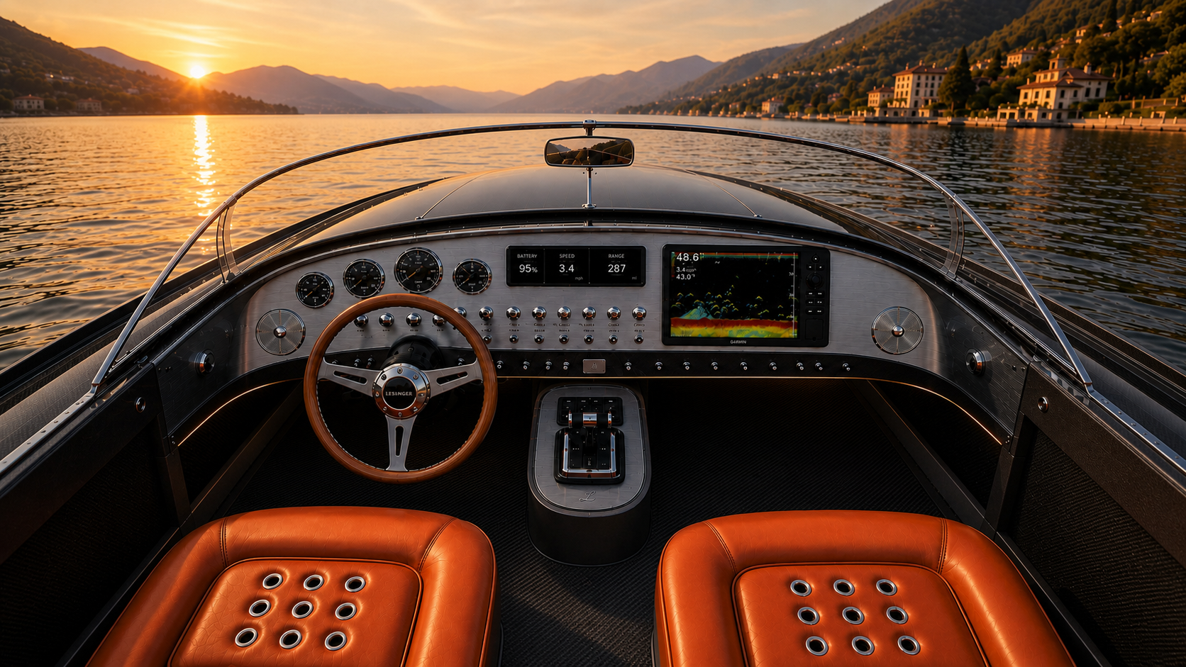 Cockpit noir carbone et cuir orange du Lessinger Foil 30