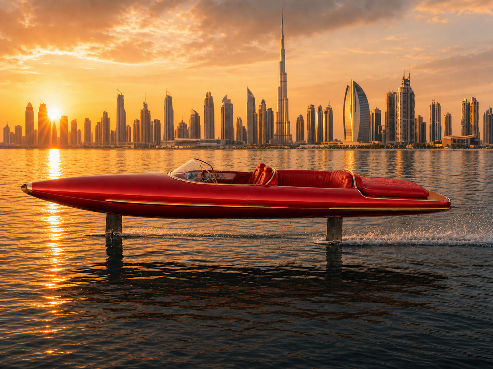 Lessinger Electric Racing Foil 30 en vol devant Dubaï