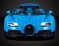 Vue avant de la Bugatti Veyron bleue